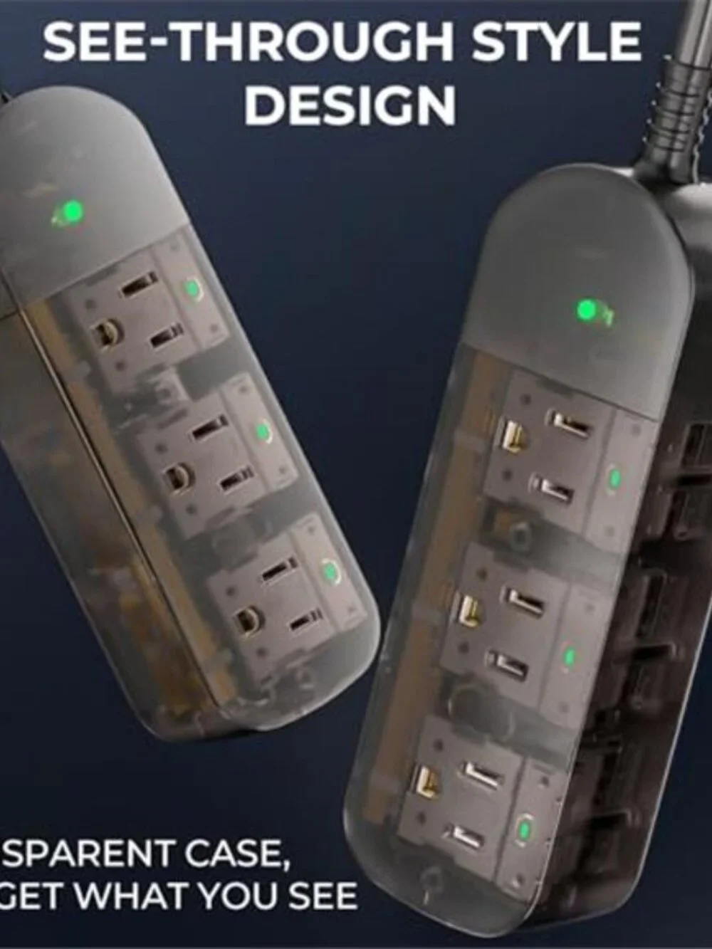Outdoor Power Strip Weatherproof, Transparent IPX6 Waterproof Surge Protector